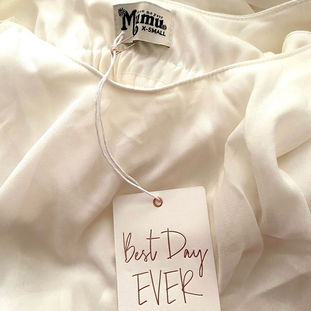 Show Me Your Mumu Caitlin Maxi Dress XS Cold Shoulder White Chiffon Wedding NWT - Picture 5 of 5